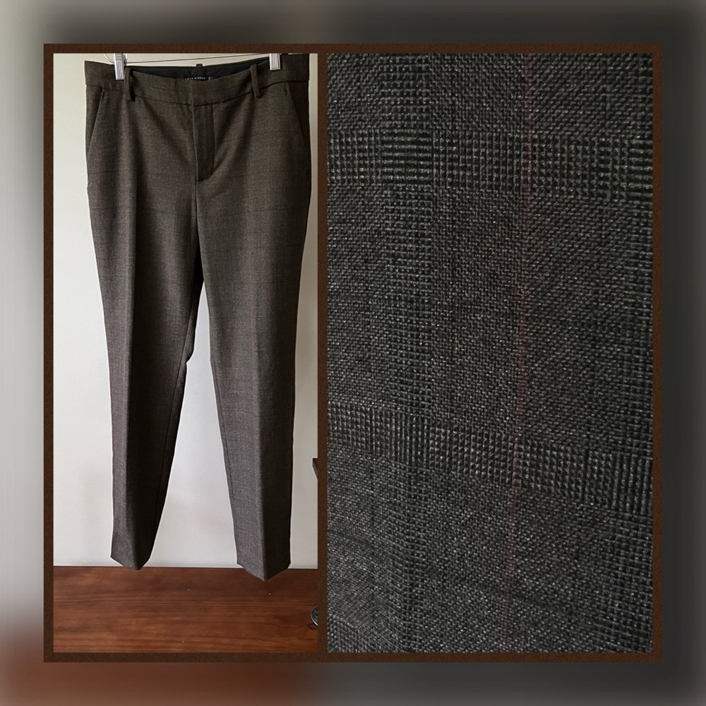 ZARA Woman Plaid Tailored Pants in Brown